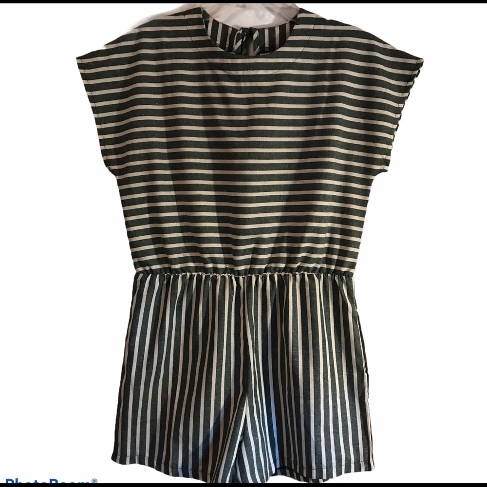 Green Striped Romper Sz M